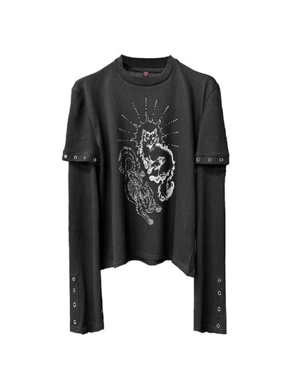 Fake Two Piece Printed Long Sleeve【s0000018198】
