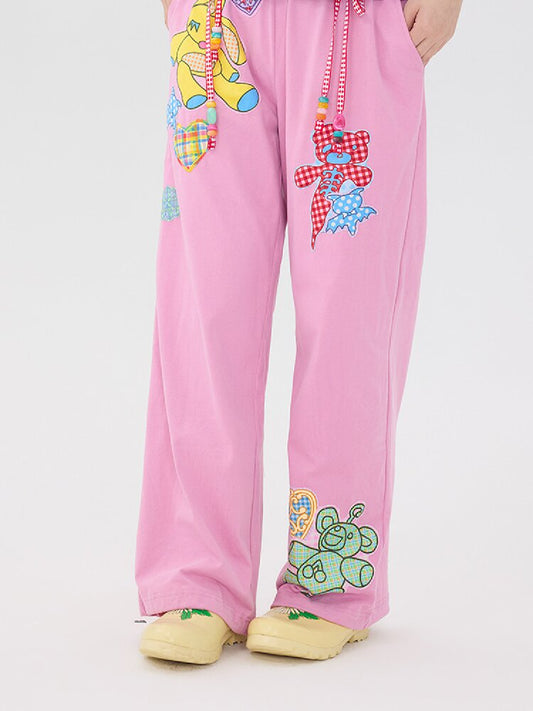 Patch Beaded Webbing Sweatpants【s0000016703】