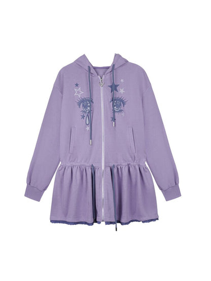 Purple Comic Eye Sweatshirt Dress【s0000015439】