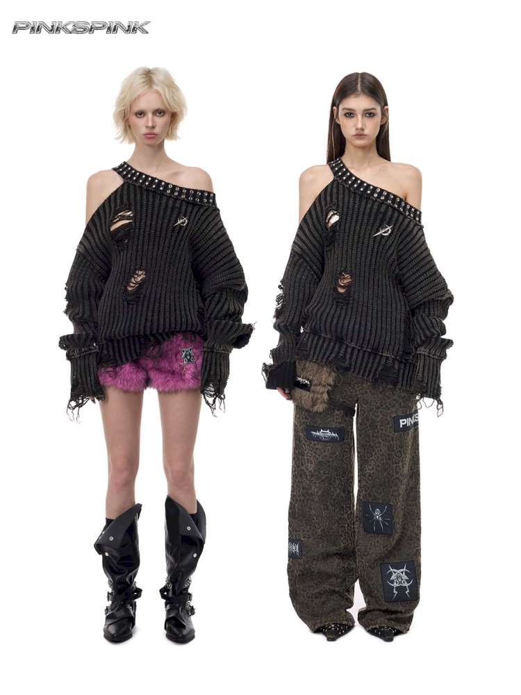 Rivet Destruction Rock Knit Sweater【s0000015119】