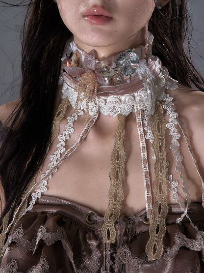 Vintage Court Pleated Flower Necklace【s0000017245】