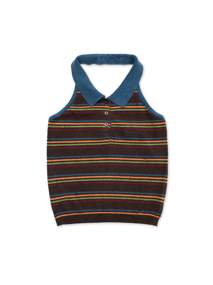 Striped Color-Blocked Halter Knit【s0000017409】