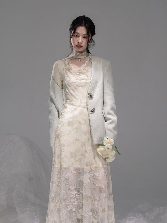 Layered Yarn Printed Mesh Dress【s0000015750】