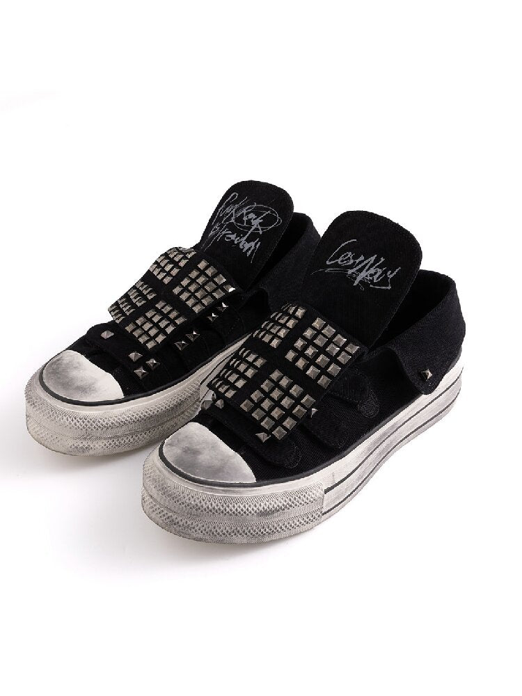 Punk Rivet Graffiti Canvas Shoes【s0000017503】