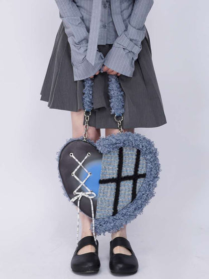 Graffiti Splicing Hairy Love Crossbody Bag【s0000014614】