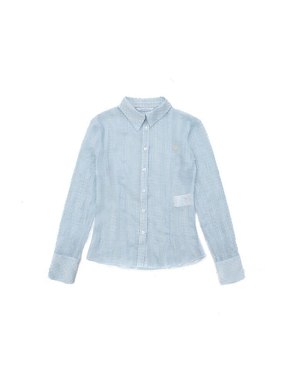 Light Sheer Slim Plaid Shirt【s0000016107】