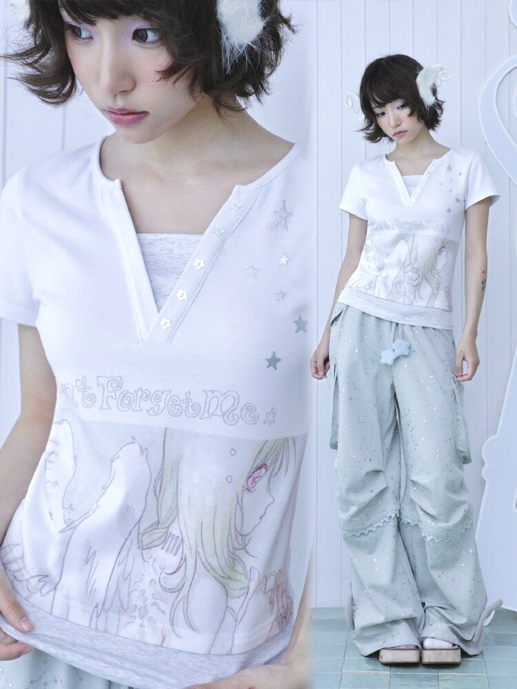 Dreamcore Angel Silver Fake T-Shirt【s0000016544】
