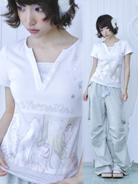Dreamcore Angel Silver Fake T-Shirt【s0000016544】