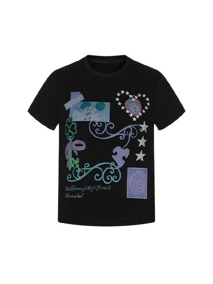 Two Color Vine Slim Short T-Shirt【s0000016407】