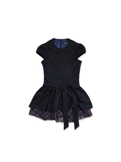 Preppy Dark Check Doll Neck Dress【s0000016427】