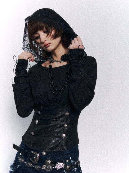 Court Punk Patchwork Hooded Knitwear【s0000015964】