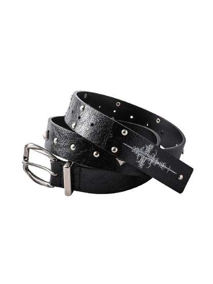 Studded Cross Leather Belt【s0000018991】