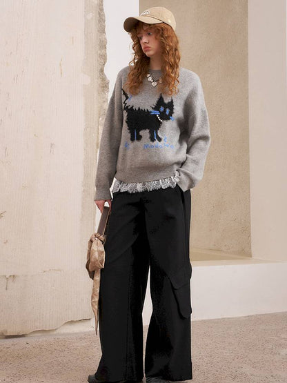 Long sleeves cute loose pullover sweater【s0000014382】