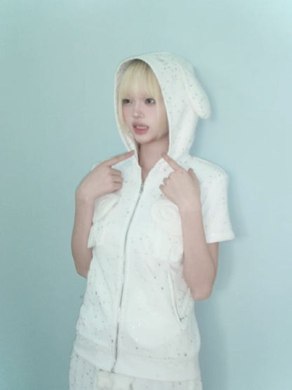 Hot Rhinestone White Vest Jacket【s0000012334】