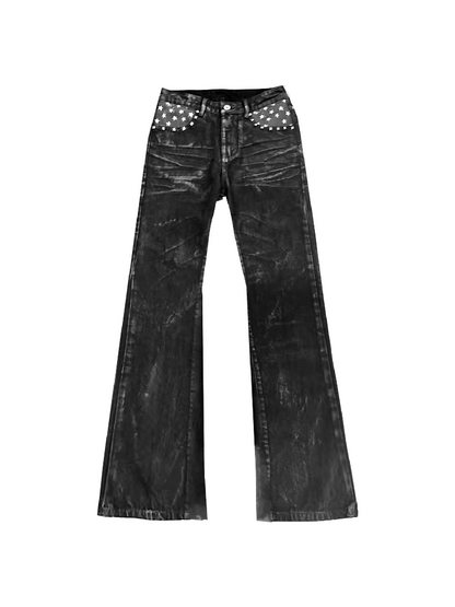 Heavy Waxed Rivet Star Stacked Jeans【s0000018254】