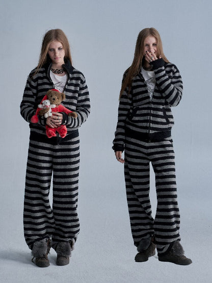 Striped Fleece Pajama Set【s0000019088】
