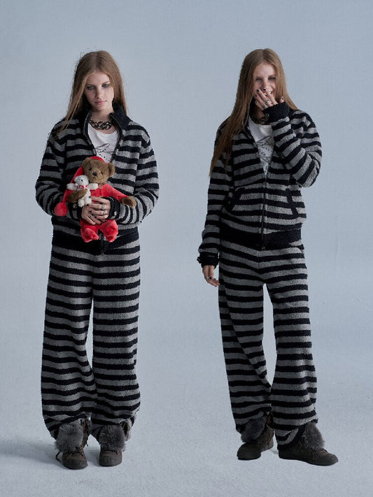 Striped Fleece Pajama Set【s0000019088】