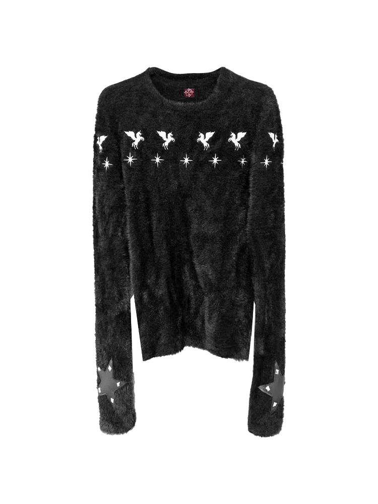 Mohair Pentagram Patchwork Sweater【s0000018186】