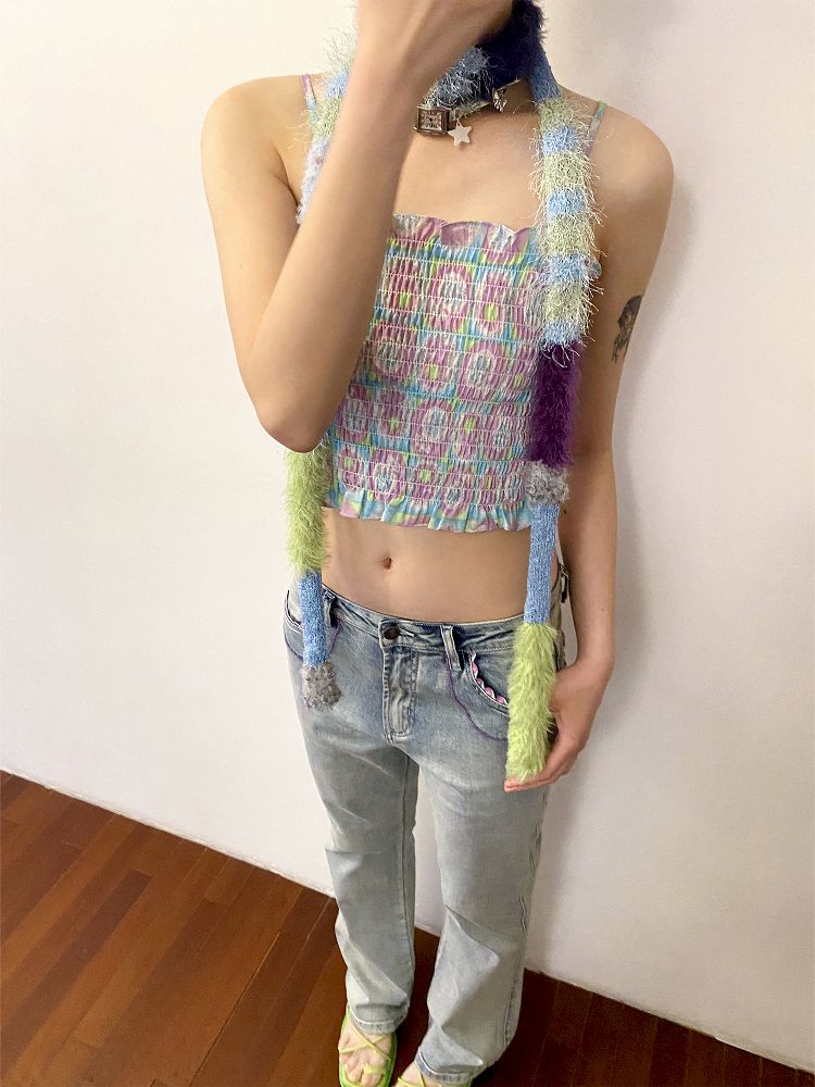 Patchwork weenie thin scarf【s0000012286】