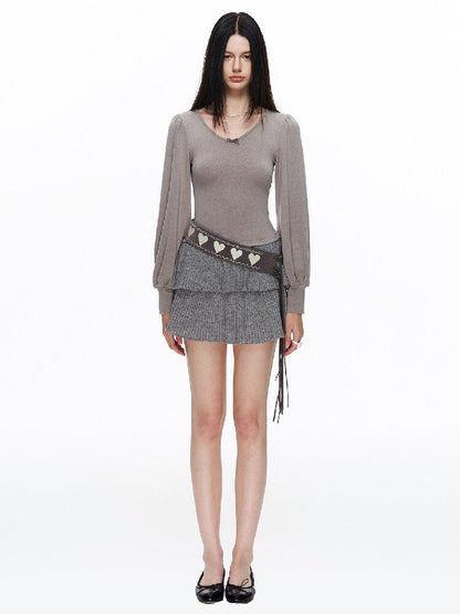 Love Embroidered Suede Belt【s0000015878】