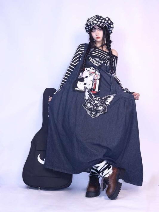 Vintage Loose Denim Maxi Skirt【s0000014624】