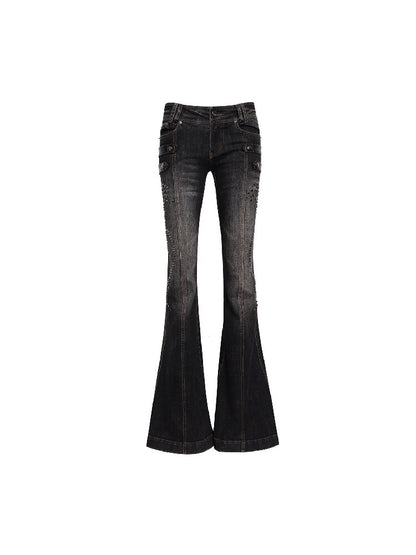 Studded Low Rise Denim Trousers【s0000017012】