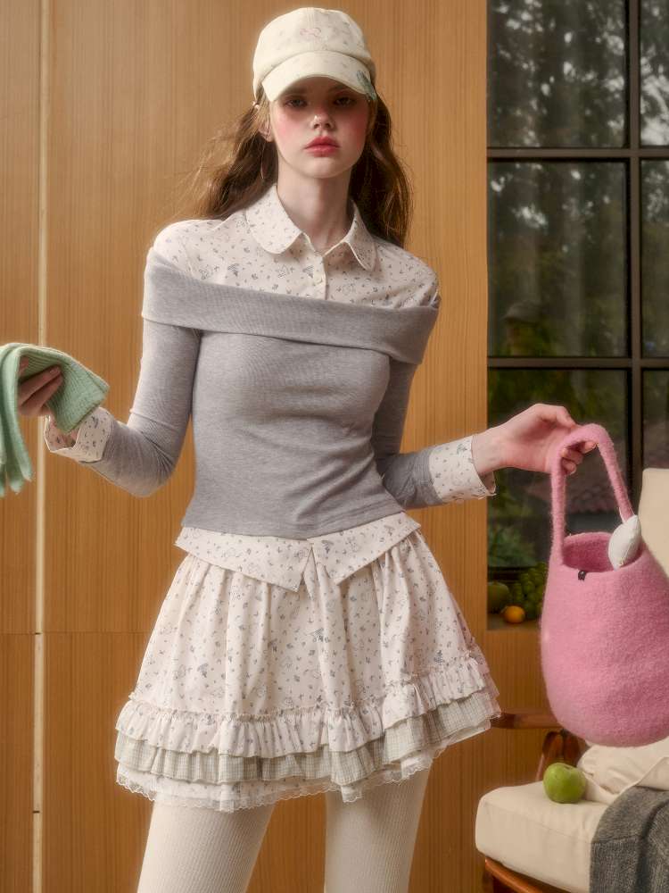 Rabbit Print Design Top Skirt【s0000014886】