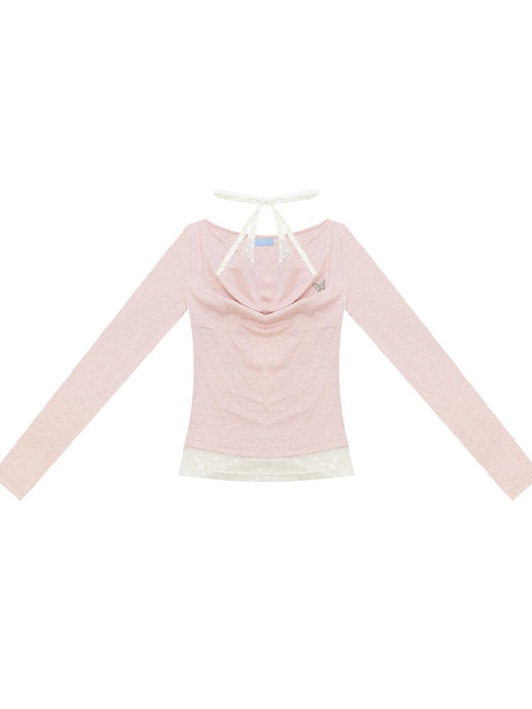 Soft Swept Neck Halter Knit Sweater【s0000017883】