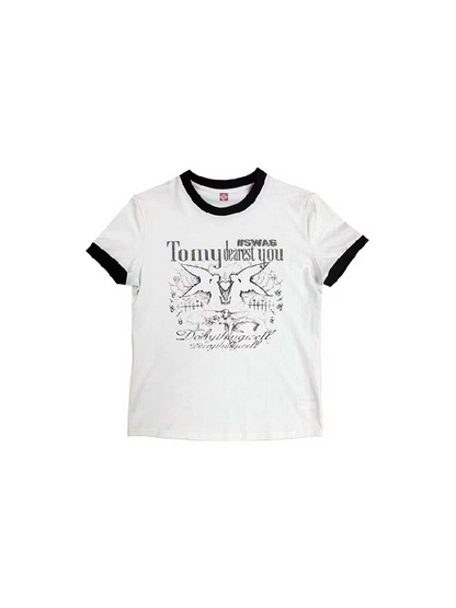 Contrast Patchwork Crew T-Shirt【s0000018214】