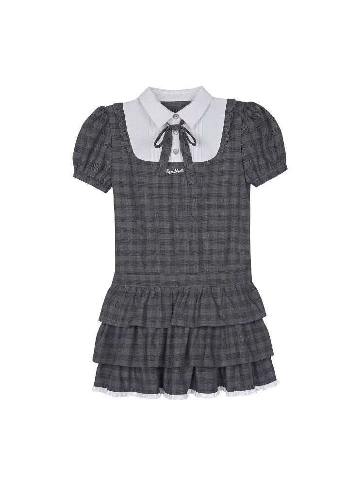 Gray Plaid Collegiate Cake Dress【s0000015756】
