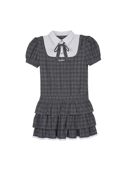 Gray Plaid Collegiate Cake Dress【s0000015756】