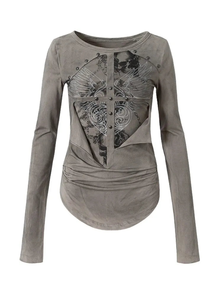 Deconstructed Print Long-Sleeve Knit Base【s0000014117】