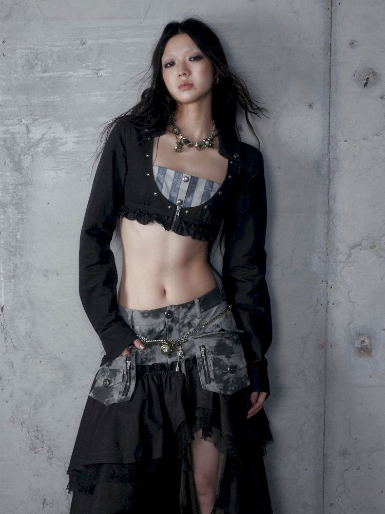 Short low collar long sleeve shirt【s0000013478】