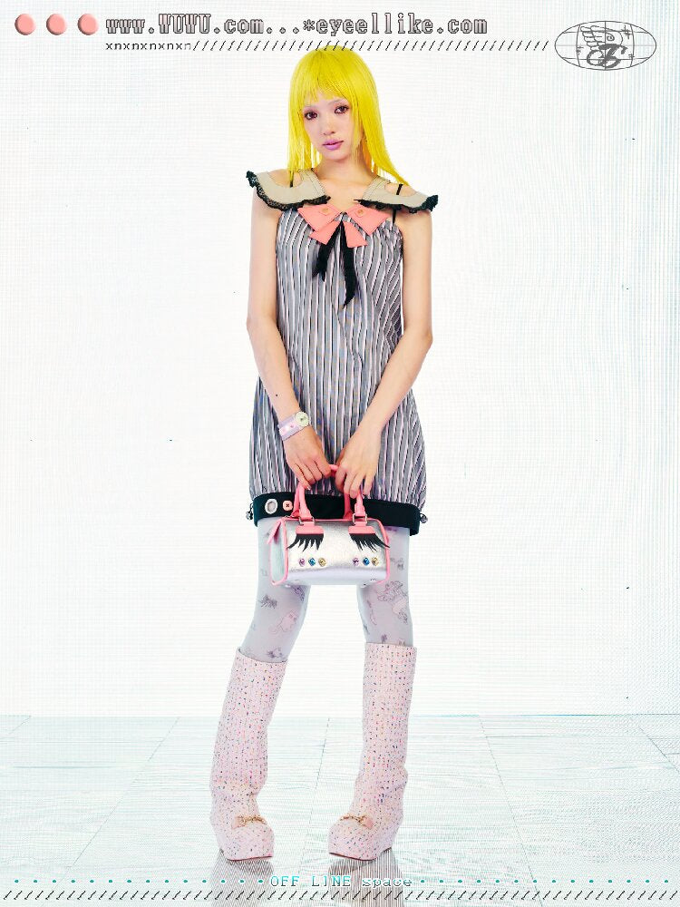 Striped Hollow Doll Collar Dress【s0000017547】