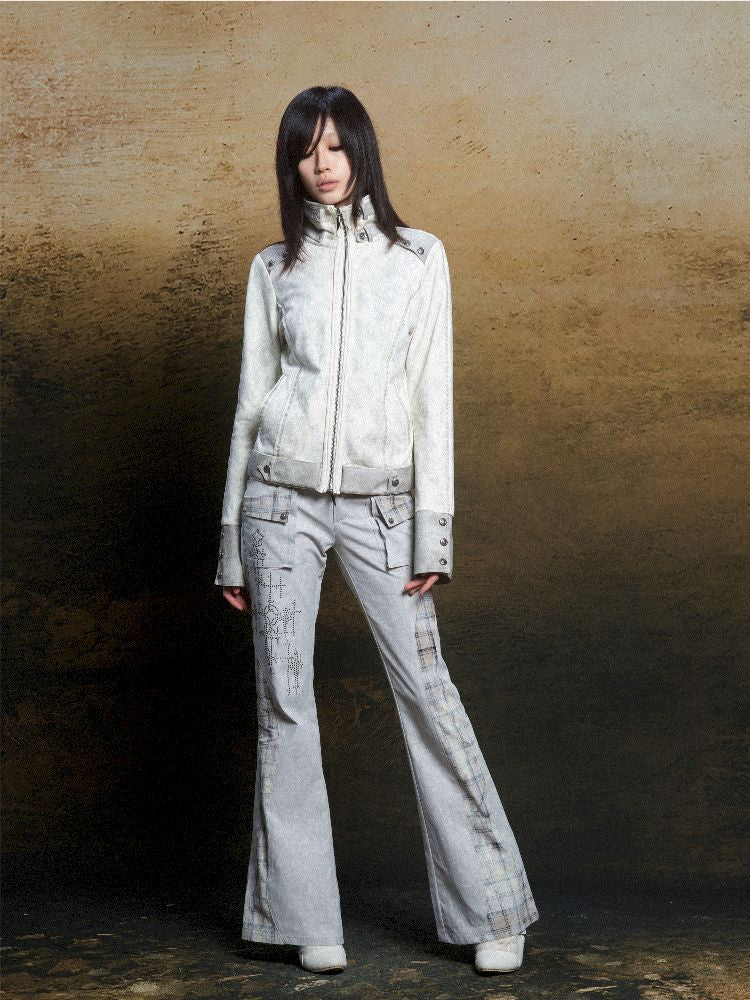 Skeleton Patchwork PU Sweatshirt 【s0000011803】