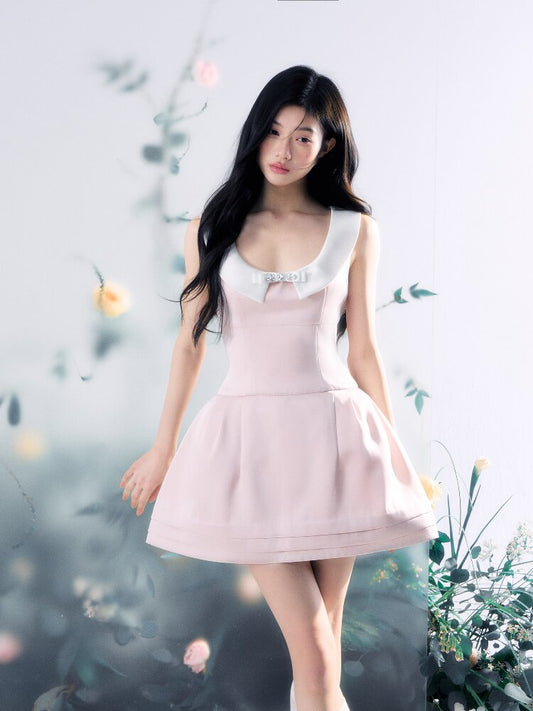 Satin Glossy U-Neck Puffy Dress【s0000015914】