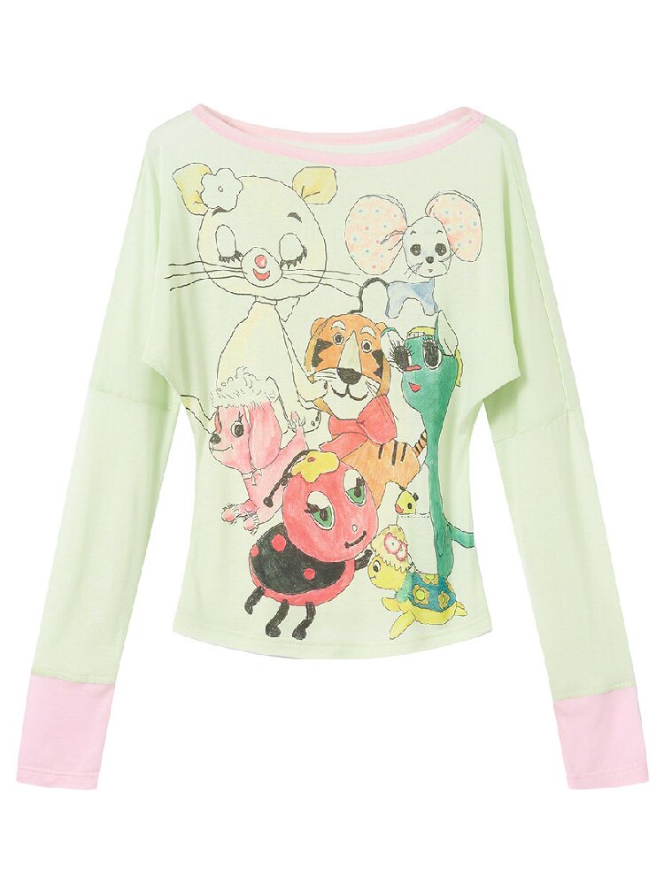 Light Green Graffiti Printed Smock【s0000016199】