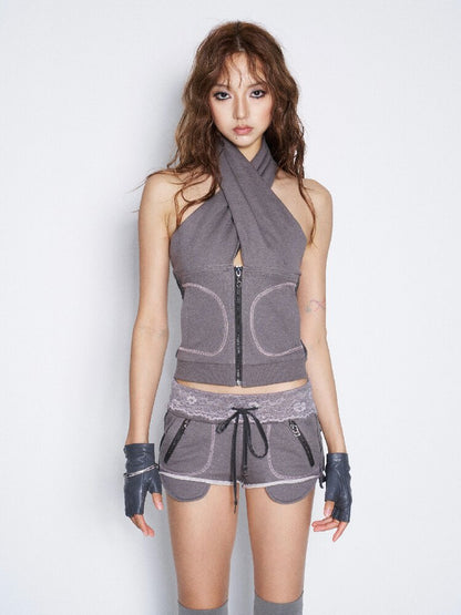 Cross Neck Collar Halterneck Vest【s0000017024】