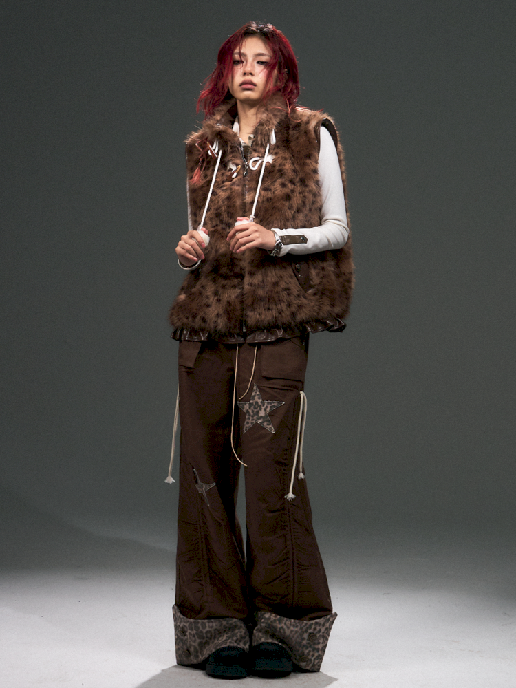 Leopard Fur Patchwork Lace Vest【s0000015094】
