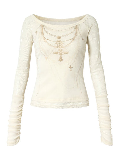Baroque Wings Embroidered Slim Shirt【s0000015939】