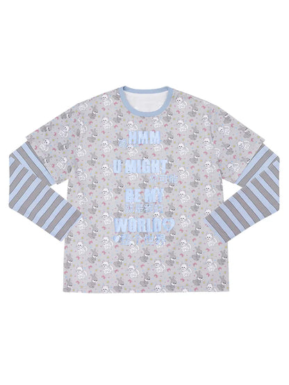 Print Two-Piece Style Long-Sleeve T-Shirt【s0000014093】