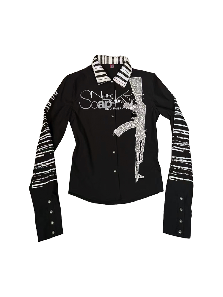 Twill Rhinestone Slogan Jacket【s0000018336】