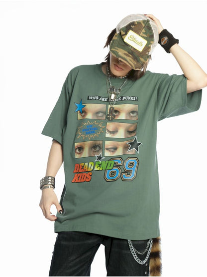 Hip Hop Trend Couple Loose Multicolor T-Shirt【s0000013603】