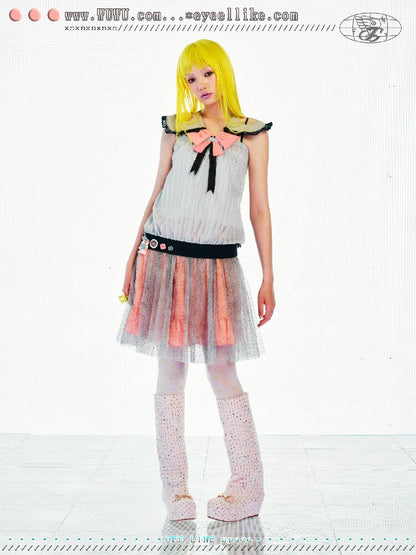 Flash Hollow Doll Collar Bow Top【s0000017542】