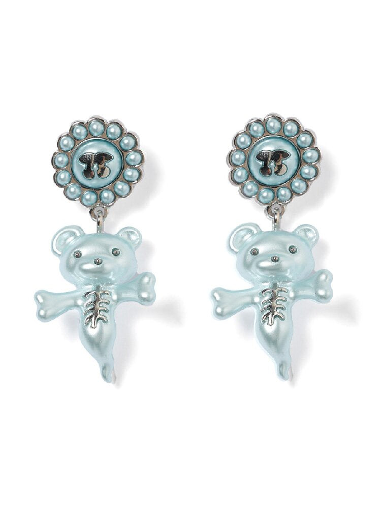Two Color Resin Bear Ghost Earrings【s0000016190】