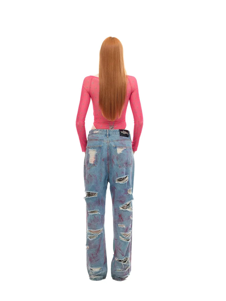 Super-Ripped Gender-Neutral Relaxed Fit Jeans【s0000014004】