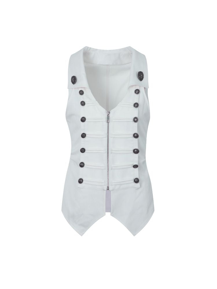 Slim-fit Waist-cinching Zipper Lapel Vest【s0000012707】