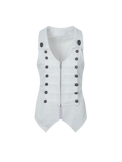 Slim-fit Waist-cinching Zipper Lapel Vest【s0000012707】