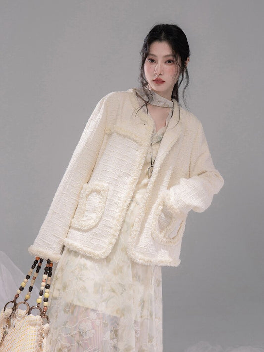 Broken Apricot White Wool Jacket【s0000015735】