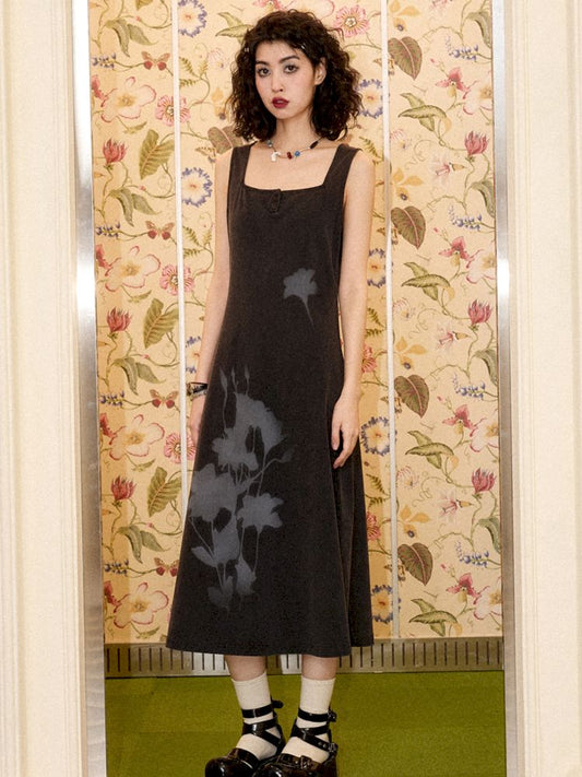 Irregular Printed Dress A-Line Vest Halter Long Skirt【s0000008859】